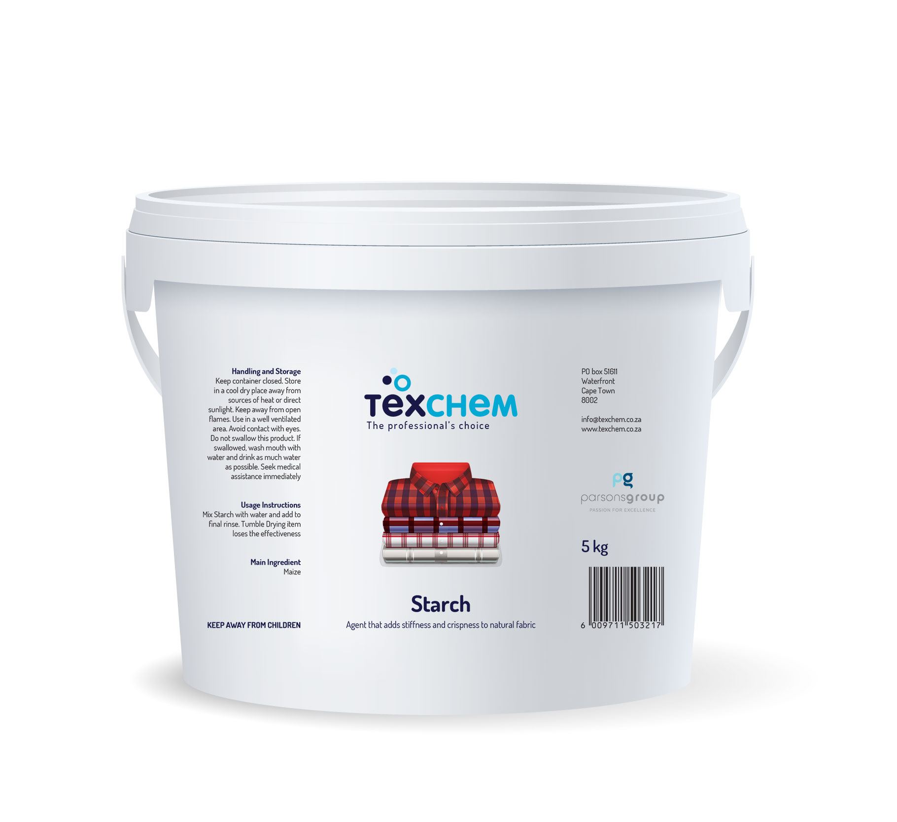 Texchem ™ - Lnd - Laundry Additive - Starch - Powder - 5kg Bucket